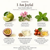I Am Joyful Heart Chakra Body Oil featured essential oils and botanical carrier oils